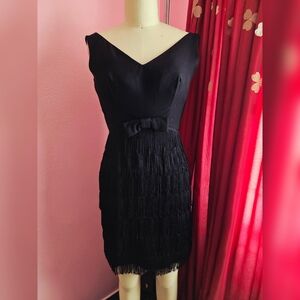 Vintage 1960s Black Fringe Dress